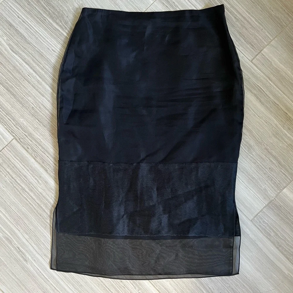 NEW Khaite Layered Semi-Sheer Silk Alleta Skirt, Size 8 - Picture 9 of 10